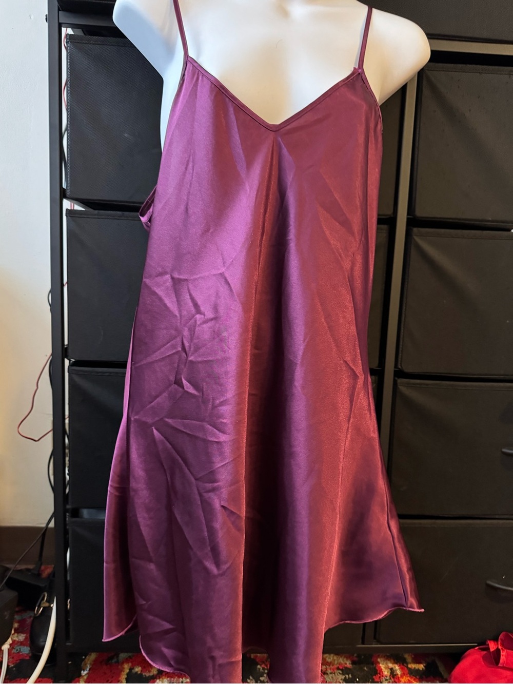 Satin Slip Dress in Deep Berry